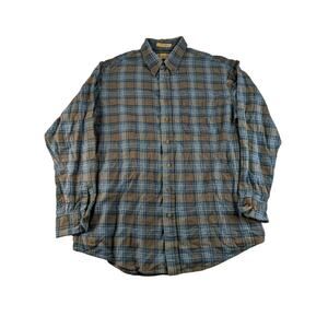 Mens Claybrooke Outdoors Long Sleeve Flannel Blue Plaid Shirt SZ LT Button Down